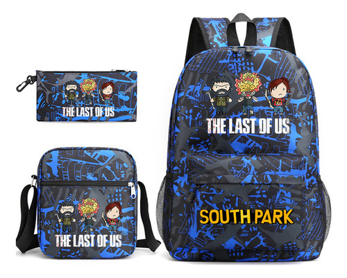 Mochila Escolar De Tres Piezas South Park, Casual De Lona