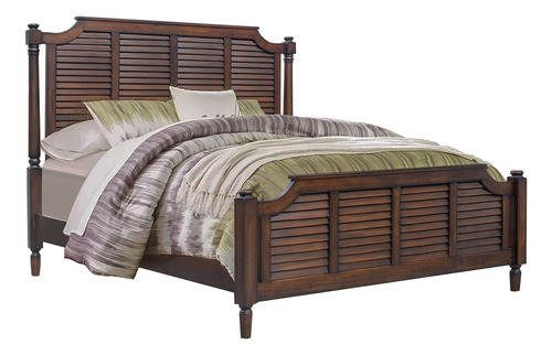 Sunset Trading Bahama Shutter - Cama Queen De Madera, Nogal