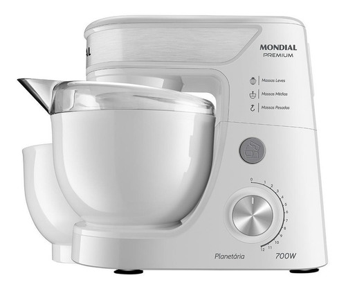 Batedeira Planetária Premium Bp-01p-w 700w Branca Mondial Cor Branco/inox 220v