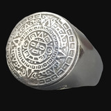 Anillo Calendario Maya En Plata 1,6 Cm 11 Gr Art 1073