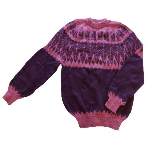 Pullover Sweater De Llama Alpaca Clásico Unisex Hojitas