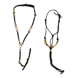 Conjunto Preto/amarelo Cabresto Resistente + Peitoral