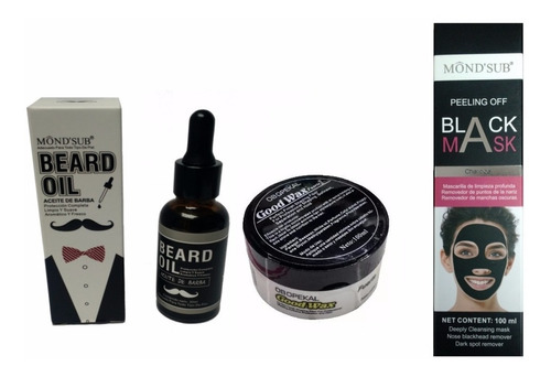 Kit Aceite Barba+cera Modeladora+mascara Puntos, Barberia 