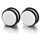 2 Aretes Magnéticos De 9 Mm Con Círculo Blanco Para Hombres 