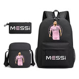 Set De 3 Mochilas Messi Miami 10 Messi Rosa For Estudio