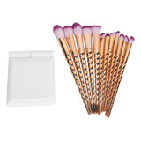 Set De Maquillaje Led Mini Cosmetic Mirror Golden Brush De 1