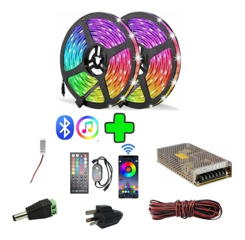 Tira Led 10 Metros Rgb 5050 Lineales Bluetooth Audioritmico 