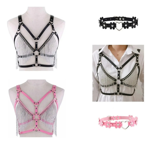 Collar Árnes Choker Bralette Cintura Sexy Cuero Dama Cadenas