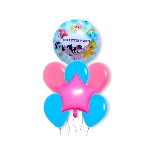 Set De 7 Globos Metalizados Personajes Infantiles Látex Deco