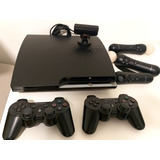 Playstation 3 Slim 120g Com Kit Move/ Câmera Eye + 18 Jogos