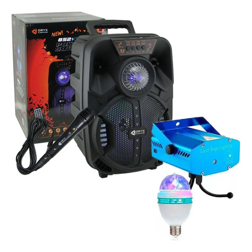 Combo X4 Piezas Parlante Con Microfono + Luces Led Rgb Laser