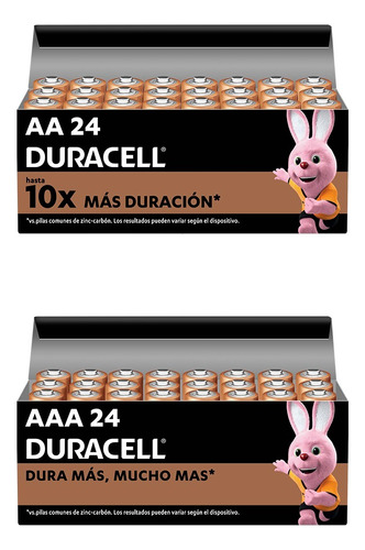 Kit De Pilas, 24 Aa, 24 Aaa Duracell, Alcalinas 1.5v, 48 Pzs