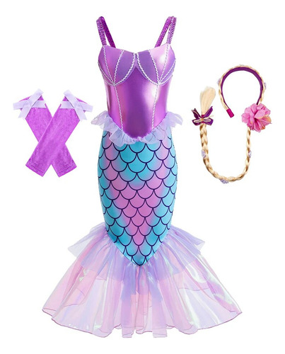 Vestido De Fiesta De Sirena Para Niña  Disfraz De Cola De Si