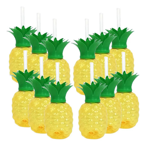 12 Tazas De Fresa Y Piña Para Fiesta Tropical Hawaiana En La