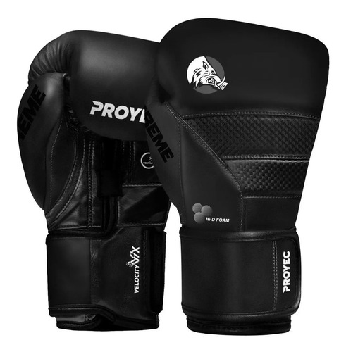 Guante Boxeo Proyec Supreme Negro Muay Thai Box Kick 12oz