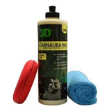 Kit Encerado Carnauba Wax 3d + Aplicador + Microfibra