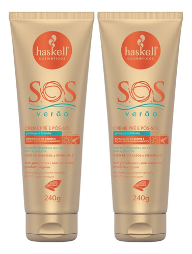 Kit 2 Creme Pré Pós-sol Haskell Sos Verão 240g Proteção Sol