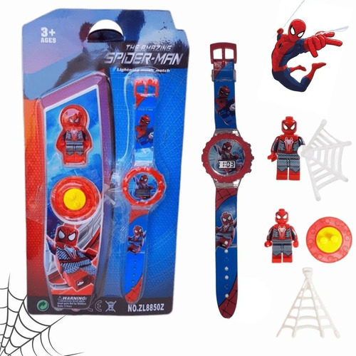 Relógio Digital Infantil + Mini Boneco Homem Aranha Batman