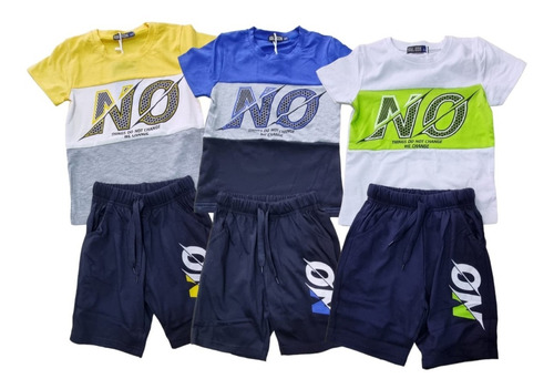 Pack 3 Conjunto Polera + Short Niño Algodon Tricolor Surtido