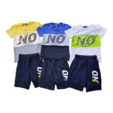 Pack 3 Conjunto Polera + Short Niño Algodon Tricolor Surtido