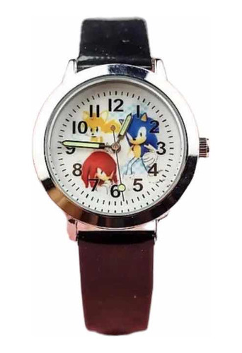 Reloj Sonic Para Niños Pulsera De Cuerina.