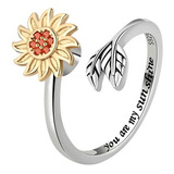 Anillo Girasol Giratorio Antiestrés Ajustable Mujer Niña