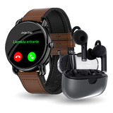 Smartwatch Binden Era One Tacto Piel Café Casual 1.32 Realiza Llamadas + Audífonos One Pods Inalámbricos Tecnología Bnc