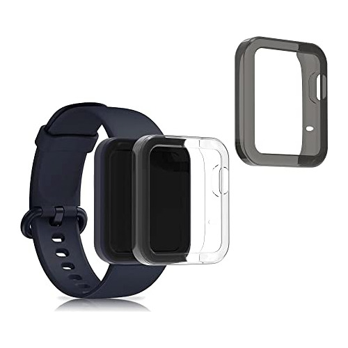 2 Fundas Para Xiaomi Mi Watch Lite/redmi Watch Negro/clear 