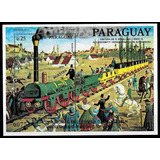 Pintura - Tren Antiguo - Paraguay 1986 - Block Mint Muestra