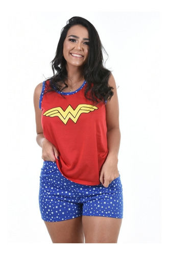 Pijama Baby Doll Feminino Verão Netflix Estampado Adulto 