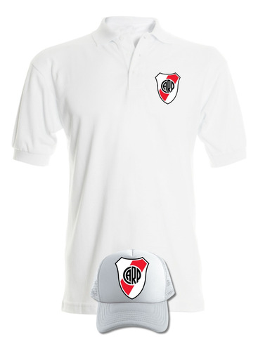 Camiseta Tipo Polo River Plate Obsequio Gorra Serie White