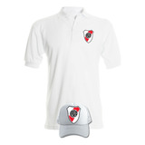 Camiseta Tipo Polo River Plate Obsequio Gorra Serie White