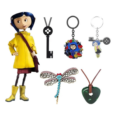 5pz Coraline Collar Piedra Verde+llavero+broche Libélula Zz | Envío gratis