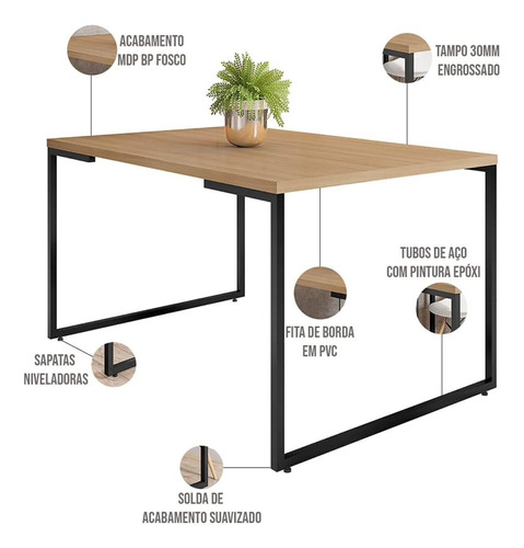 Mesa De Jantar Industrial Nature Com 04 Cadeiras Lyam Decor