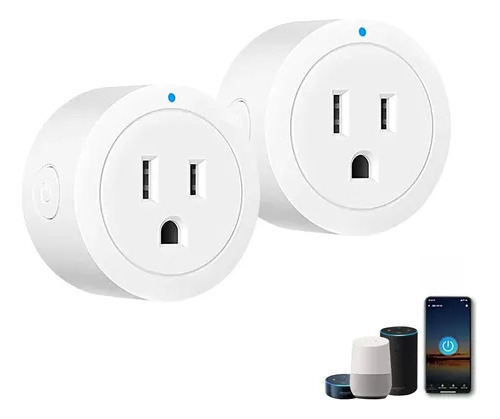 2 Enchufes Inteligentes Wifi Smart Plug Alexa Google Home Control Por Voz Función De Temporizador Contacto Inteligente Seguro Enchufes Electricos Función De Memoria