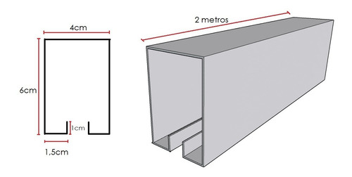 Riel Grande Puerta Corrediza Garaje U 2mts Cold Rolled C.18