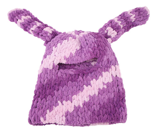 Gorro De Punto Con Forma De Oreja De Conejo, Color Morado, C