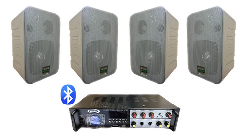 Combo Musica Funcional 4 Parlantes + Consola Potenciada Bt