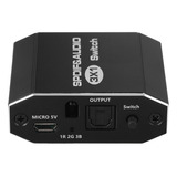 Chaveador Switch Cabo Óptico Spdif Toslink 3x1 Audio Digital