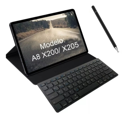 Capa Com Teclado + Caneta Touch P Fina P/ Tablet Sm A8 X200