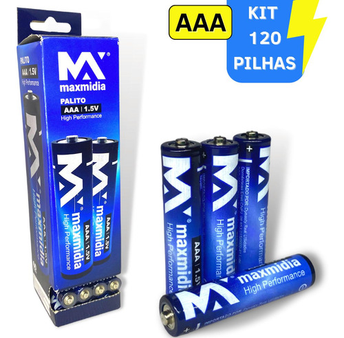 120 Pilhas Aaa 1,5v Palito Alcalina Kit 2 Caixa P/ Brinquedo