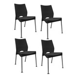 Silla Jardin Plástica Apilable Malba Pack X4 Caño Acero Gris