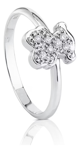 Anillo Tous Bear De Oro Blanco Straight Plata Osito Outlet