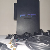 Playstation 2 Ps2 Fat 39001 + Cabo De Vídeo Componente Original + Hd C Jogos + Memory Card Original Com Desbloqueio Fmcb Sem Caixa + Tampa Do Slot Hdd