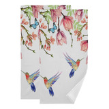 Flores Tropicales Mariposas Colibrí Toallas De Mano Juego De