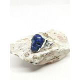 Anillo De Plata Con Cráneo De Lapislazuli