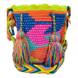 Mochila Wayuu Diseño Pequeña Con Piedreria Tejidas A Mano 