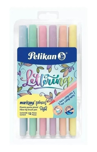 Plumones Punta Pincel Tonos Pastel Pelikan X 12