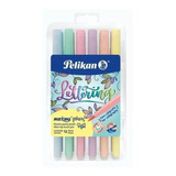 Plumones Punta Pincel Tonos Pastel Pelikan X 12