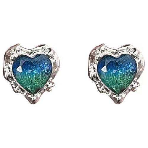 Aretes Corazón S925 Pendientes Piedra Azul Regalo Para Mujer